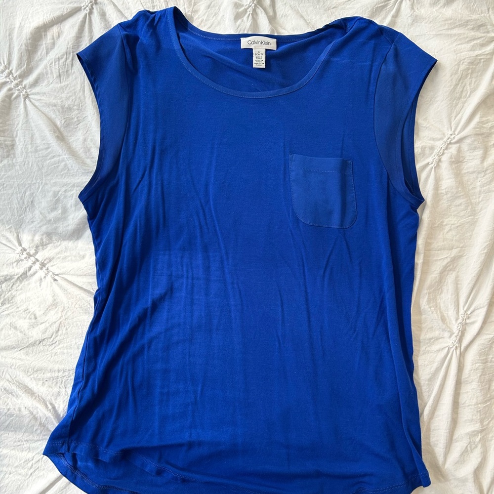 Calvin Klein Blue Cap Sleeve Top